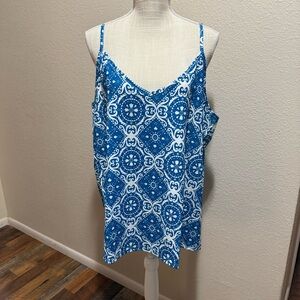 TECREW Women's Boho Floral V Neck Spaghetti Straps Tank Top - NWT - Size XL